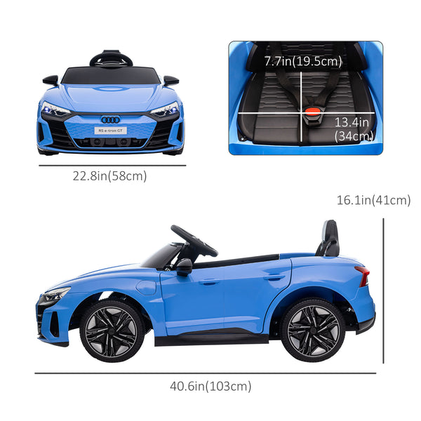 Voiture électrique à enfourcher avec télécommande, 12 V, 5 km/h, suspension, klaxon, bleu