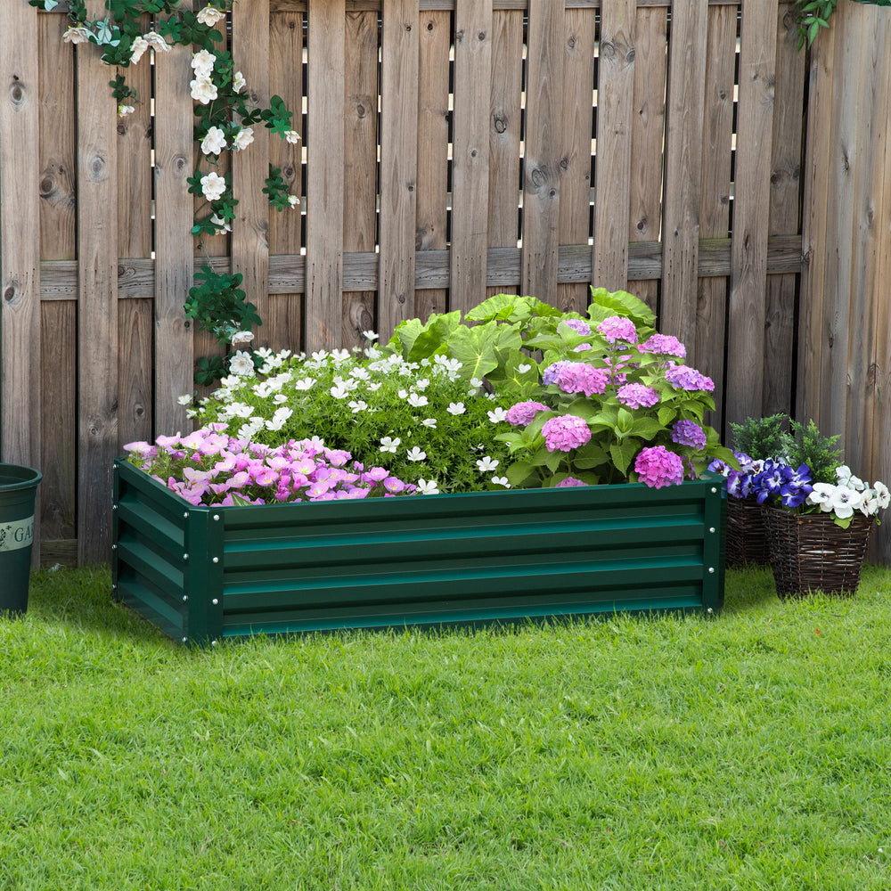 Galvanized raised planter, dark green