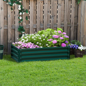 Galvanized raised planter, dark green