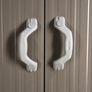 Abri de jardin en métal avec porte verrouillable, aérations, toit incliné, gris clair