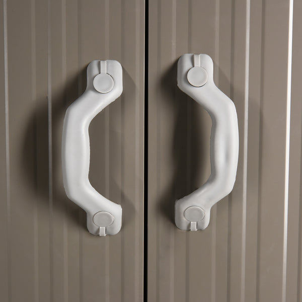 Abri de jardin en métal avec porte verrouillable, aérations, toit incliné, gris clair