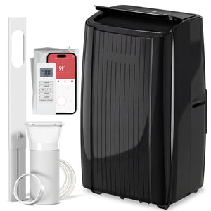 12,000 BTU 5-in-1 Portable Air Conditioner with Cooling, Heating, Dehumidifying, Fan, Sleep Mode, Wi-Fi Voice Control, Black
