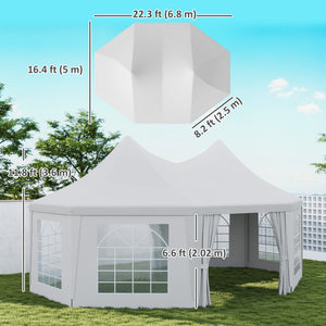 16' x 22' Wedding Event Party Tent High Peak Octagonal Outdoor Gazebo Canopy with Removable Walls White