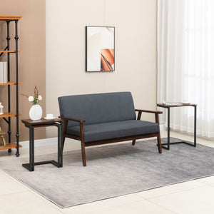 Lot de 3 tables d'appoint gigognes en forme de C avec cadre en acier, marron rustique