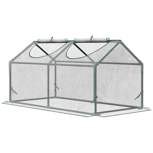 Portable mini tunnel greenhouse, transparent
