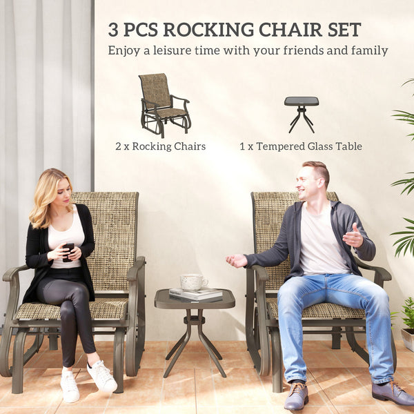 Ensemble bistro à bascule 3 pièces, marron