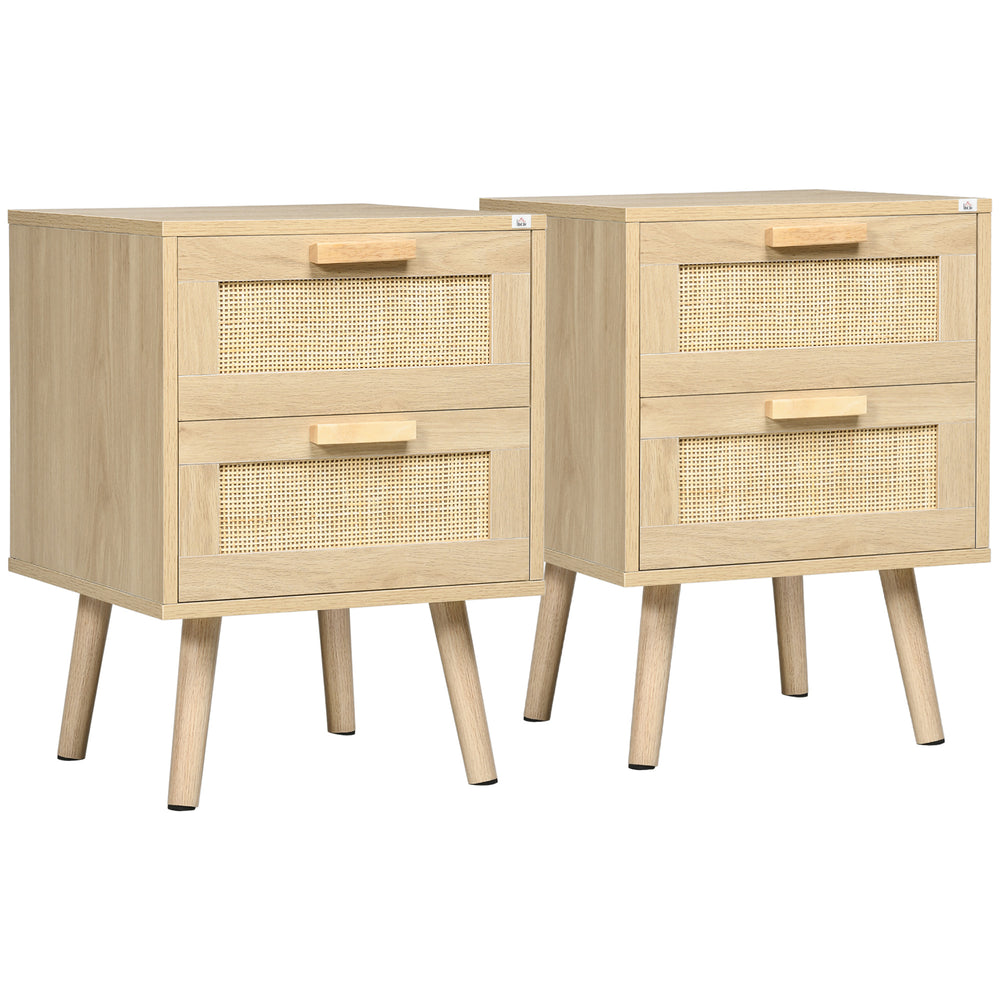 Lot de 2 tables de chevet style bohème avec 2 tiroirs