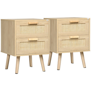Lot de 2 tables de chevet style bohème avec 2 tiroirs