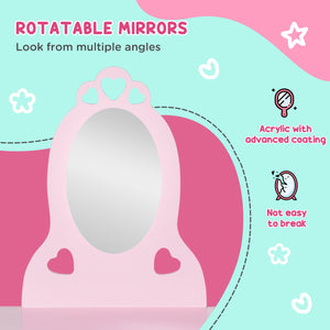 Coiffeuse pour enfants avec miroir et tabouret, rose