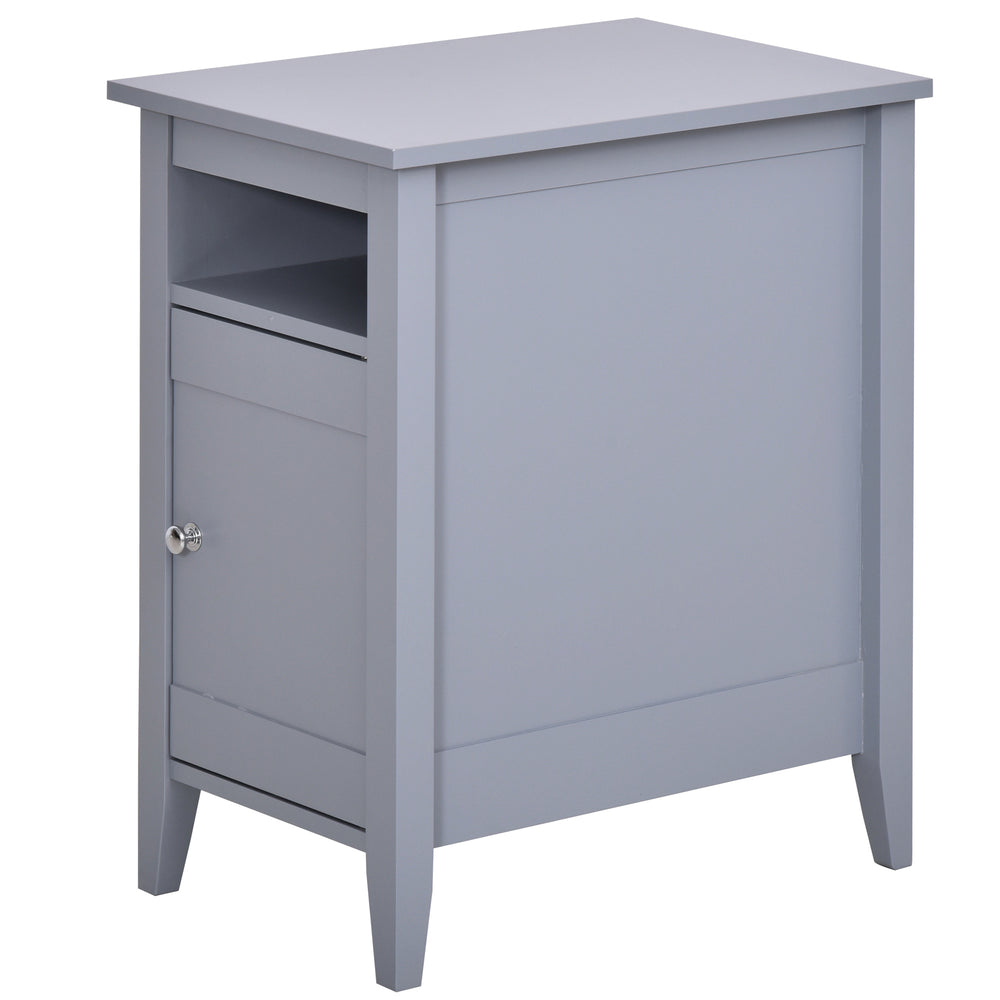Table de chevet moderne en bois à 3 niveaux avec étagère coulissante, gris