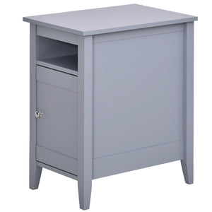 Table de chevet moderne en bois à 3 niveaux avec étagère coulissante, gris