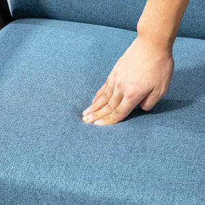 Fauteuils d'appoint avec assise rembourrée en lin, bleu