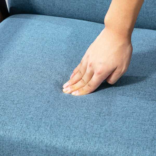 Fauteuils d'appoint avec assise rembourrée en lin, bleu