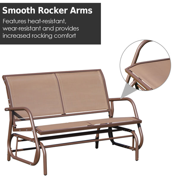 Fauteuil berçant 2 places avec tissu en maille respirante, marron café