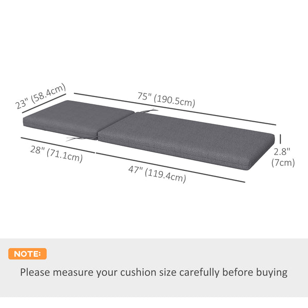 Lot de 2 coussins de dossier et d'assise de rechange pour chaise de patio avec attaches, gris