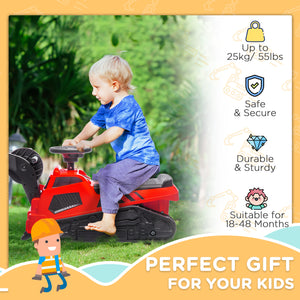 3 en 1 Excavatrice Compacteur Roulant avec Musique, Rouge