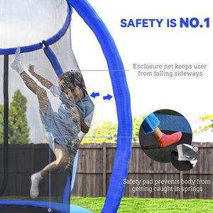 8ft Trampoline with Enclosure Net, Ladder and Curved Poles