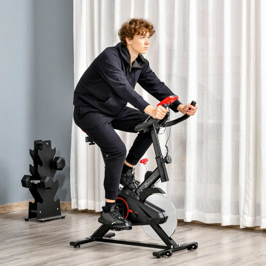 Vélo d'appartement vertical à résistance magnétique avec écran LCD, résistance réglable et coussin d'assise confortable