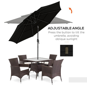 9-foot, 3-tier patio umbrella with push-button tilt, black