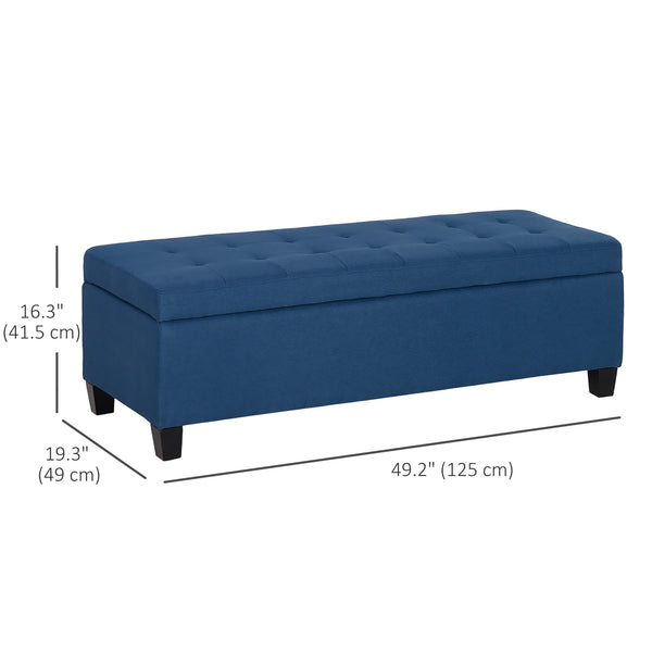 Banc d'entrée rectangulaire capitonné, bleu