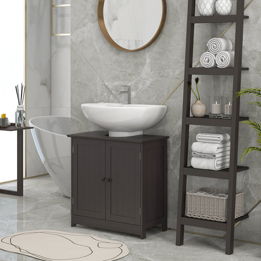 Vanity unit with 2 doors and shelf, coffee color