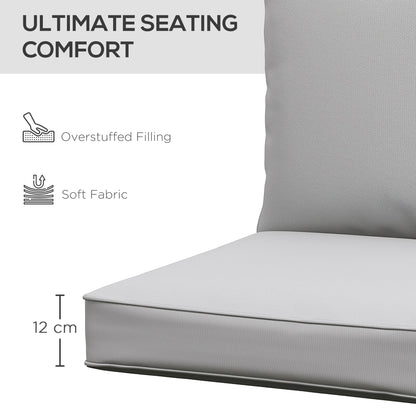 Coussins de chaise de patio épais et profonds pour siège d'extérieur avec coussin de dossier, gris clair
