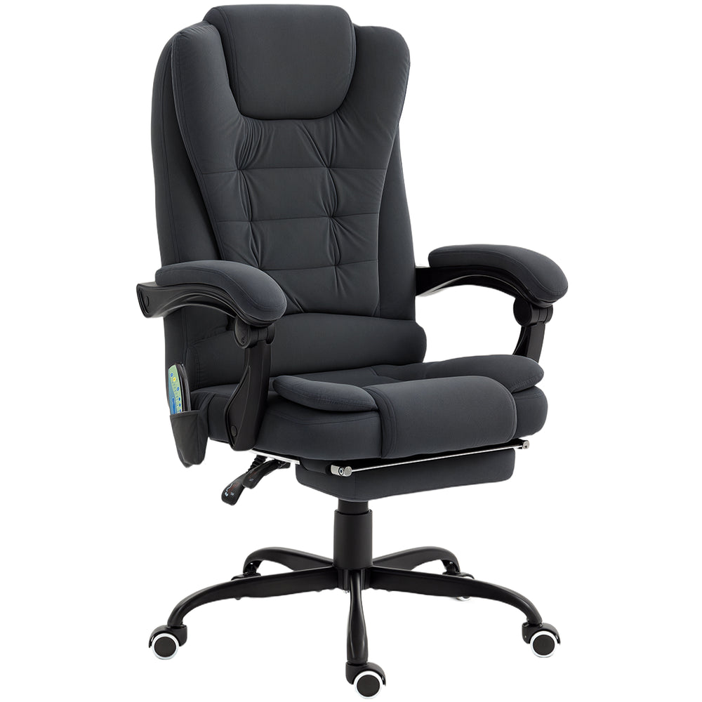 Fauteuil de massage vibrant à 7 points avec repose-pieds et dossier inclinable, noir