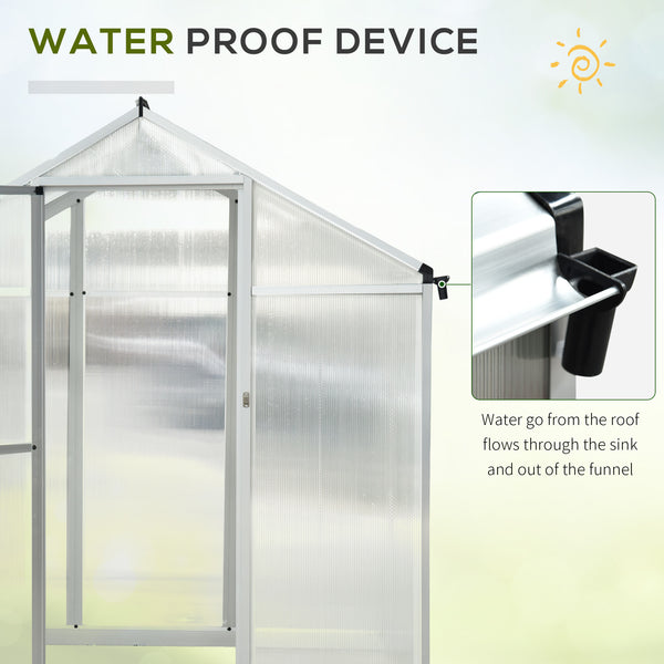 6' x 10' x 6.4' Garden Greenhouse Polycarbonate Panels and Aluminum Frame, Silver