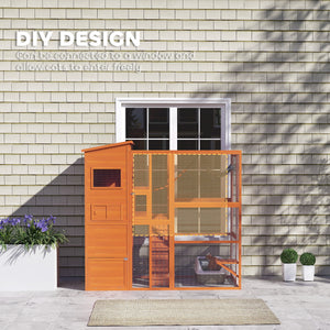 Enclos pour chats avec condo, plateformes de saut, échelle, rampes et hamac, orange