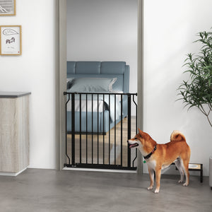 Barrière pour animaux avec porte et double système de verrouillage, noire