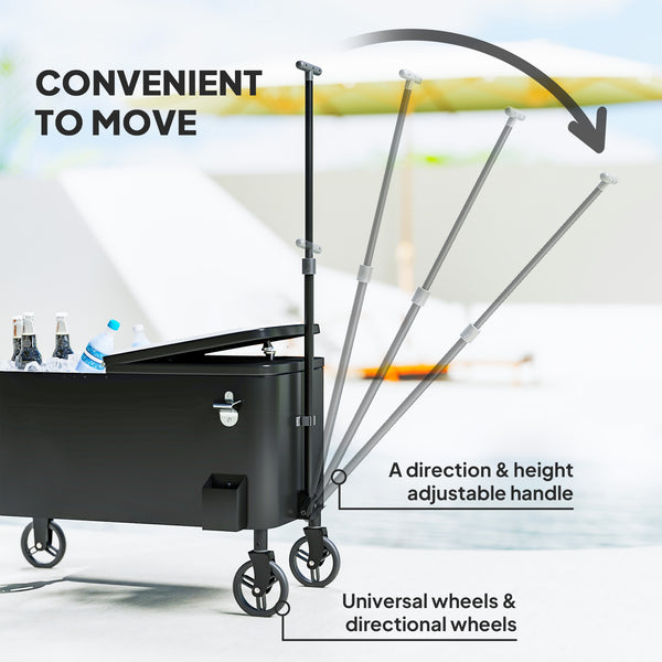 Chariot réfrigéré 76 L à roulettes avec poignée réglable, noir