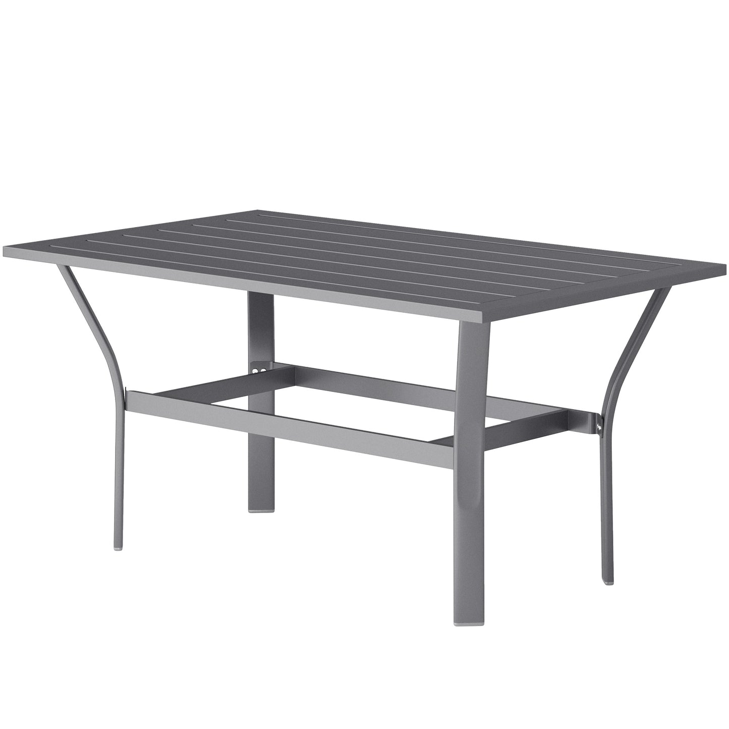 Outsunny Outdoor Side Table with Slatted Top, Metal Coffee Table for Garden and Balcony, Dark Grey