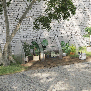 Portable mini outdoor greenhouse with large zippered doors