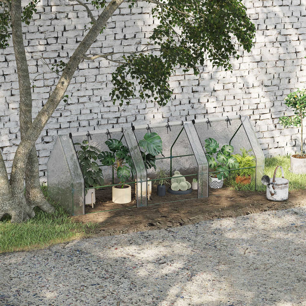 Portable mini outdoor greenhouse with large zippered doors