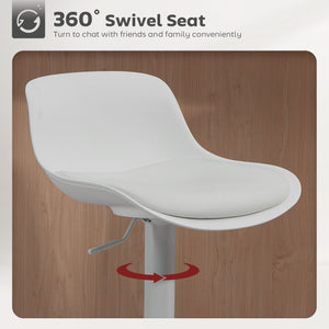 Set of 2 bar stools with swivel seats in faux leather, white