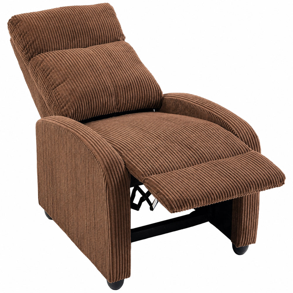 Fauteuil inclinable en velours côtelé, brun