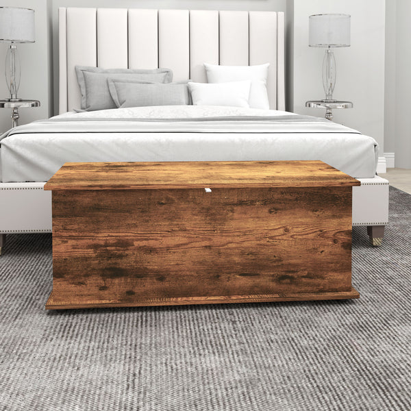 Coffre de rangement avec 2 charnières de sécurité, brun rustique