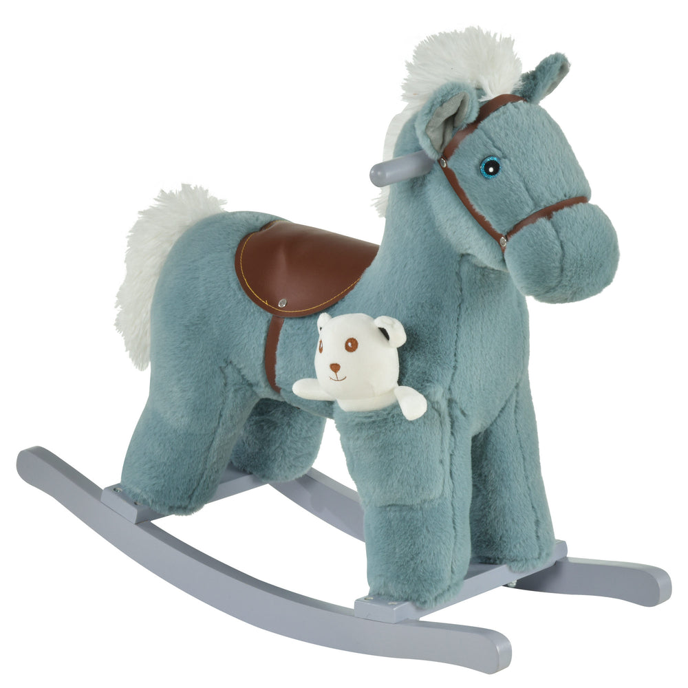 Kids Plush Rocking Horse with Fun Realistic Sounds, Blue