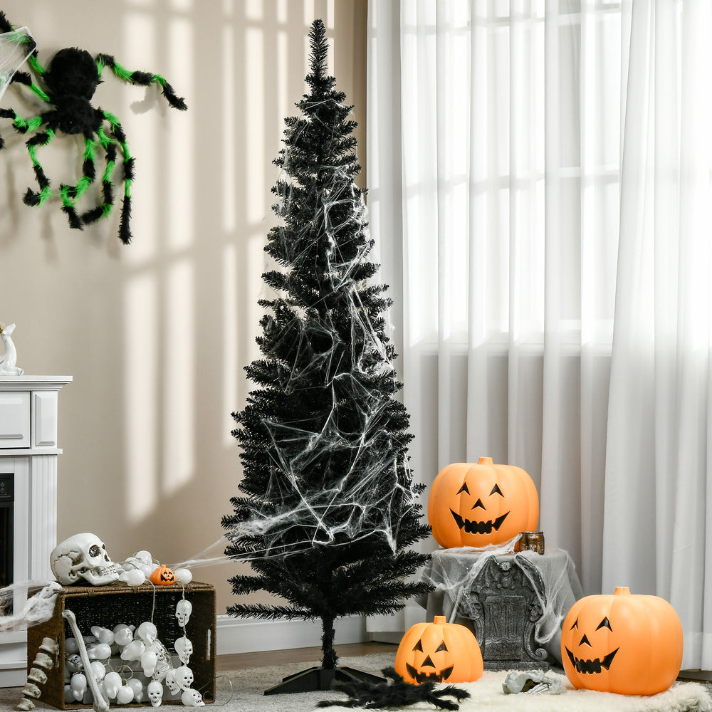 Sapin de Noël artificiel mince noir de 6 pieds