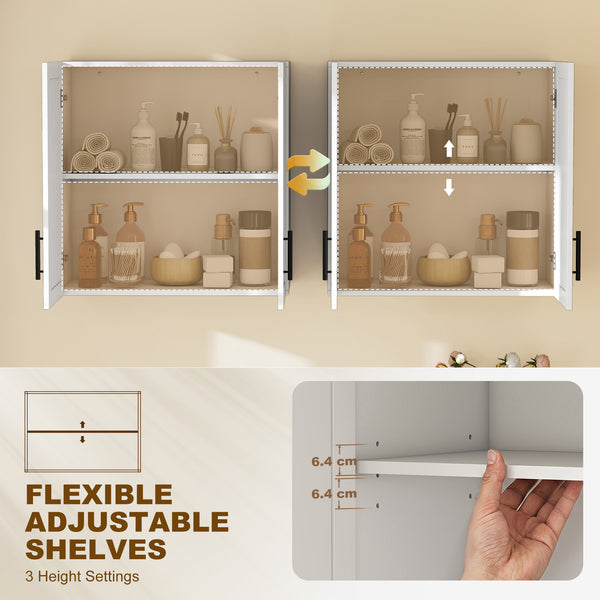 Armoires murales de salle de bain blanches, lot de 2