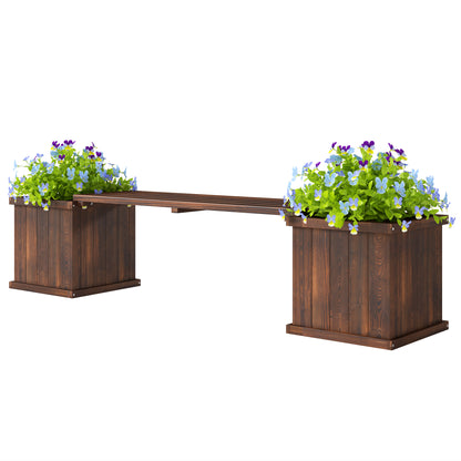 Outsunny Raised Garden Bench Planter for Patio and Park, 175 x 38 x 40 cm, Carbonized