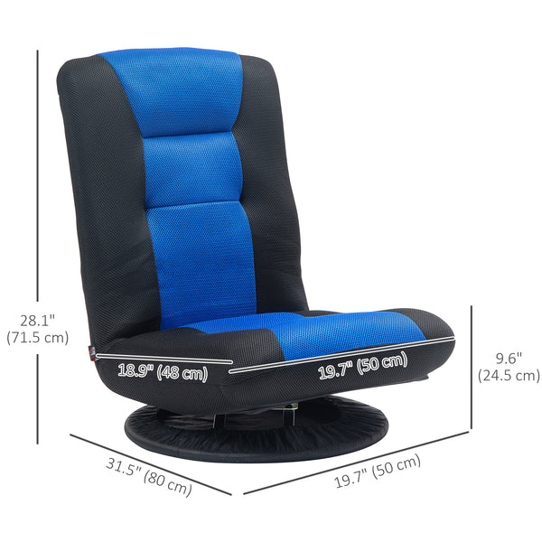 Chaise de sol pliante pivotante à 360 degrés, réglable sur 6 positions, bleu