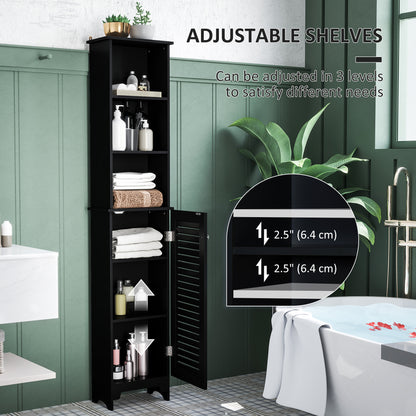 Meuble de rangement de salle de bain, tour à linge autoportante avec étagère réglable ouverte à 3 niveaux, noir