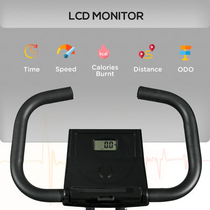 Vélo d'appartement pliable avec résistance magnétique à 8 niveaux, écran LCD, support de téléphone pour salle de sport à domicile, noir