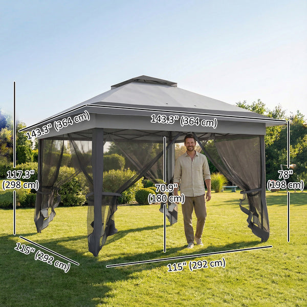 12' x 12' Folding Tent, Instant Shelter with Steel Frame, Dark Grey