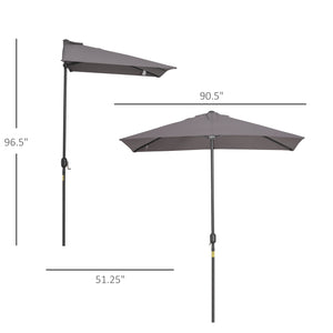 Parasol demi-rond de 8 pieds, gris