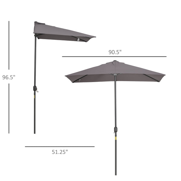 Parasol demi-rond de 8 pieds, gris