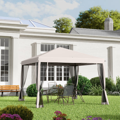 Gazebo pliant 10' x 10' avec filet latéral amovible et sac de transport, beige