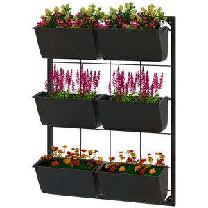 Jardinière murale à 3 niveaux avec 6 pots