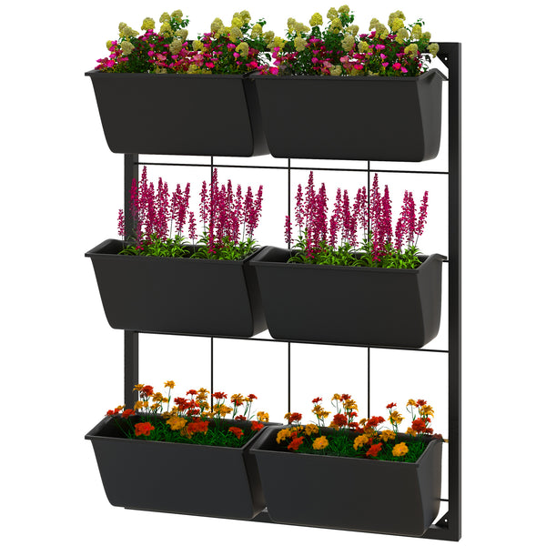 Jardinière murale à 3 niveaux avec 6 pots